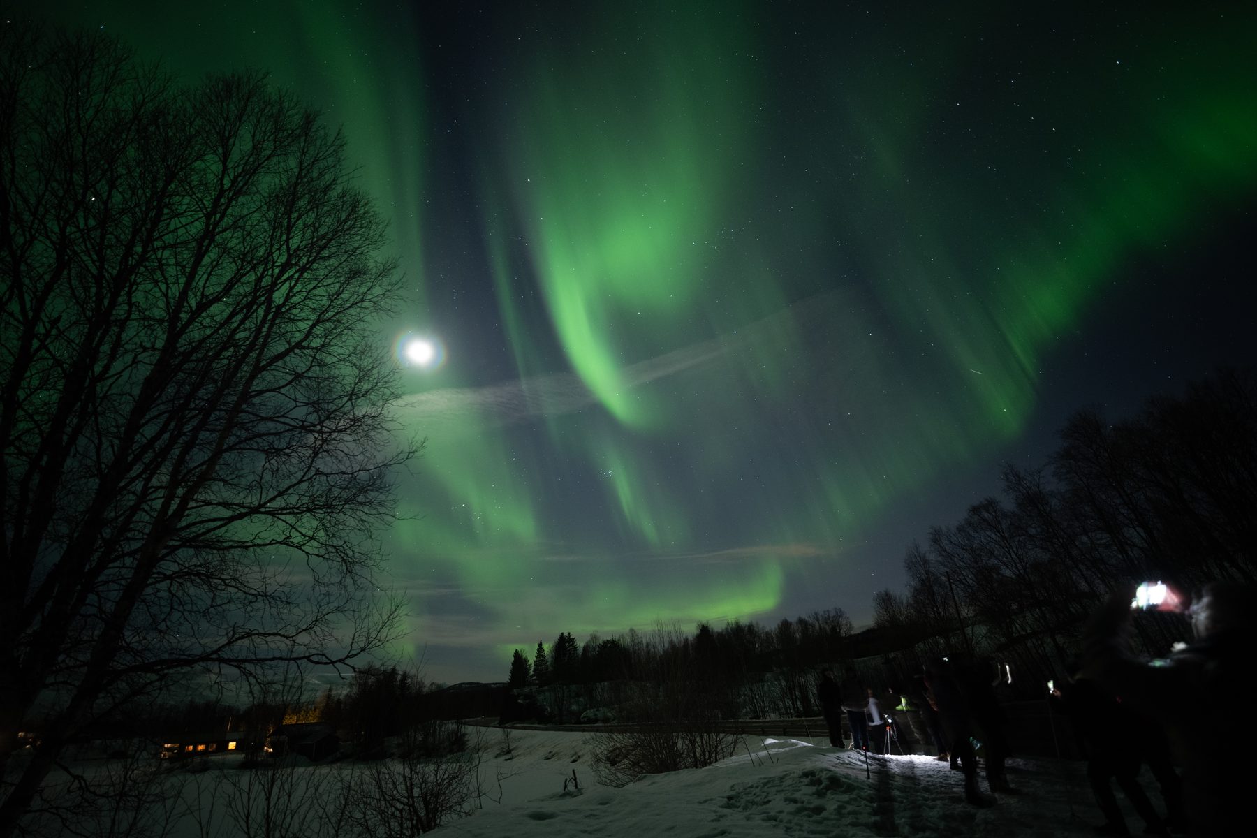 Aurora and the moon