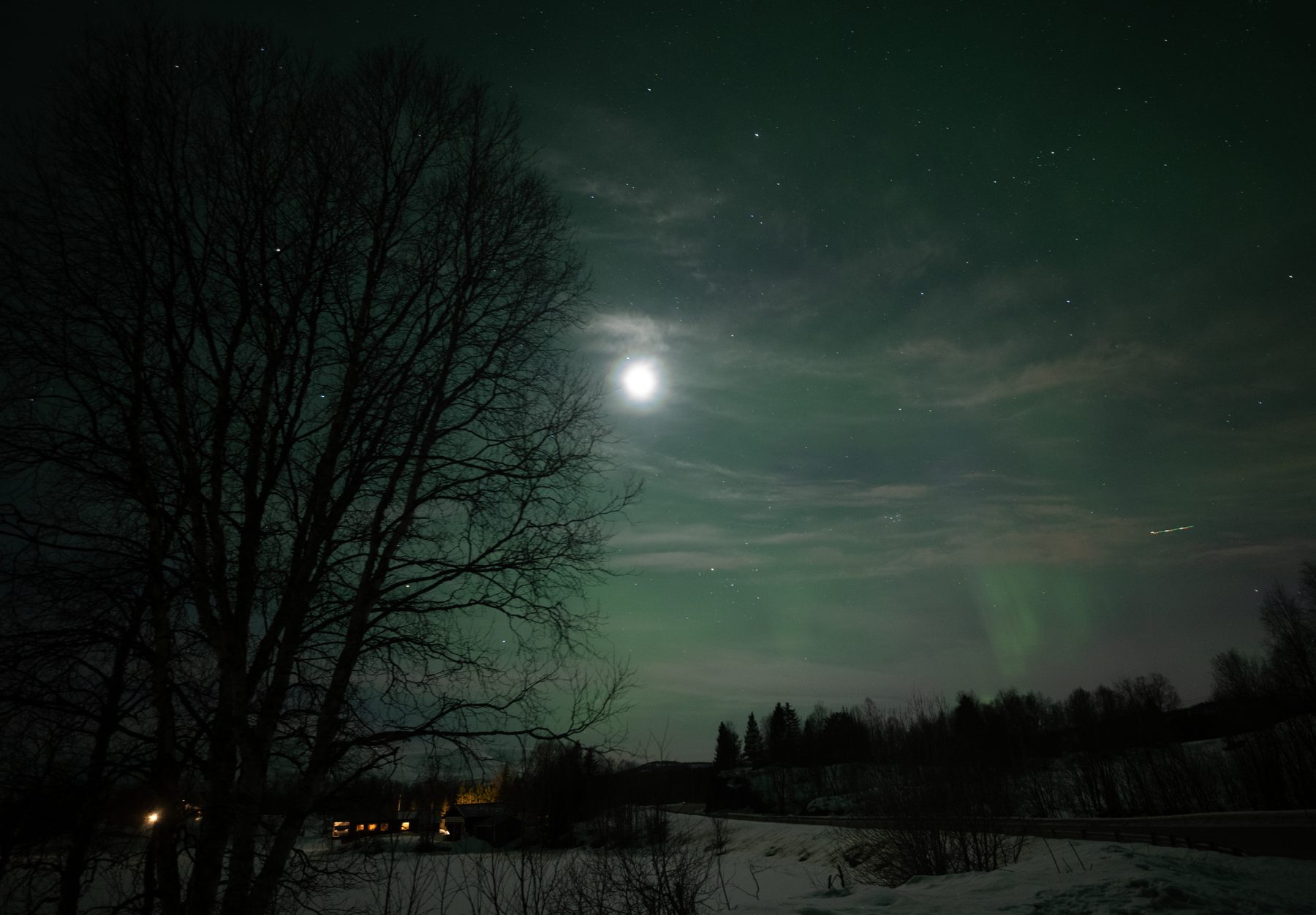 Aurora and the moon