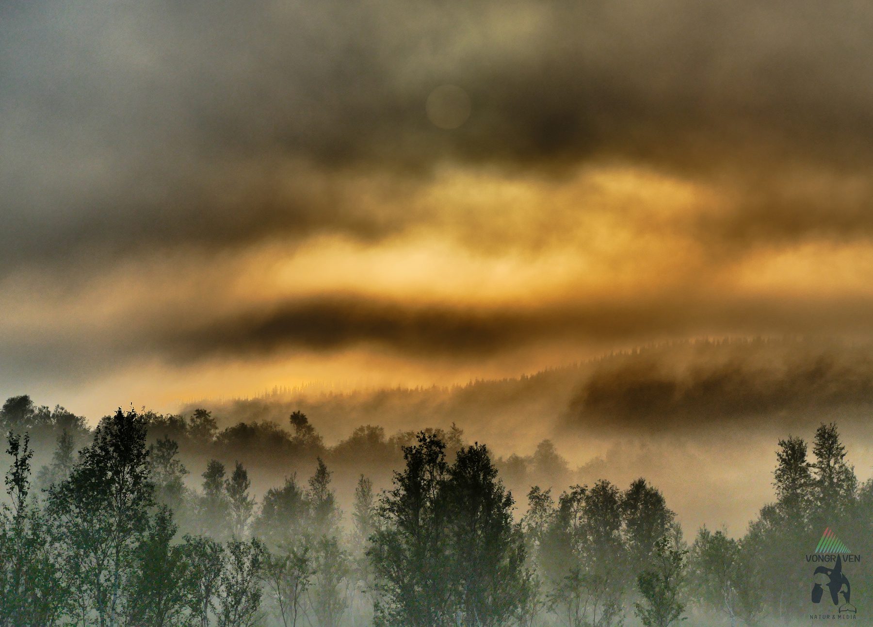 Fiery fog and a sun