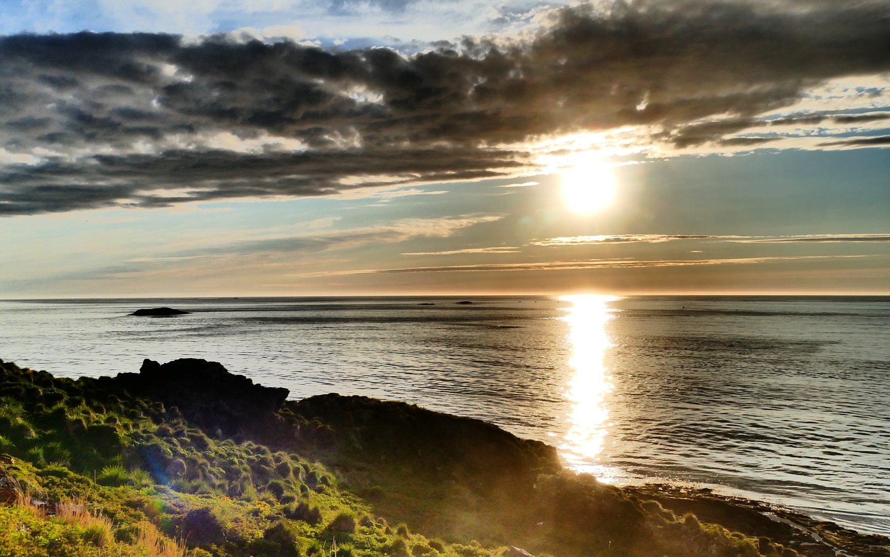 Midnight sun over the North Atlantic